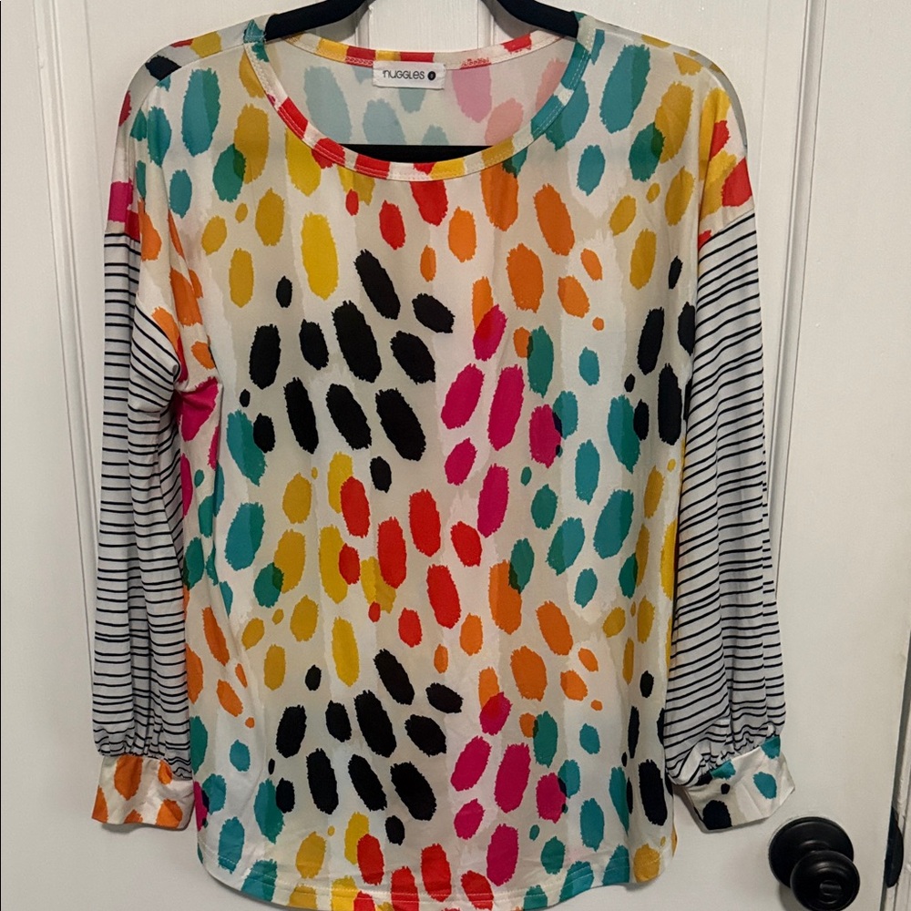 Nuggles Multicolor Dot-Print Long Sleeve Top